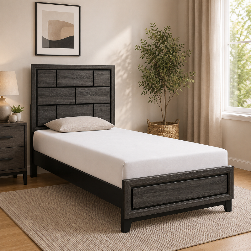 Picture of Gray finish Faux wood Twin Bed