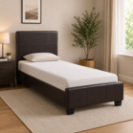 Picture of Dark Brown / Black Twin Leather Platform Bed