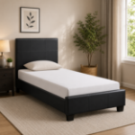 Picture of Dark Brown / Black Twin Leather Platform Bed