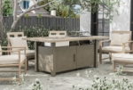 Picture of Outdoor Dining Chair, Dining Table With Fire Pit And Cooler, Bench And 7Pc Dining Room set