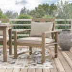 Picture of Outdoor Dining Chair, Dining Table With Fire Pit And Cooler, Bench And 7Pc Dining Room set