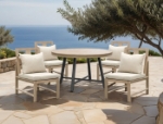 Picture of Outdoor Dining Chair, Dining Table With Fire Pit And Cooler, Bench And 7Pc Dining Room set