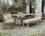 Picture of Outdoor Dining Chair, Dining Table With Fire Pit And Cooler, Bench And 7Pc Dining Room set