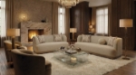 Picture of Modern Rounded-Back Sofa, Loveseat, chair, And Dining 3pc set
