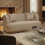 Picture of Modern Rounded-Back Sofa, Loveseat, chair, And Dining 3pc set