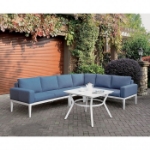 Picture of Modern White Frame Patio Table And Sectional