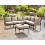 Picture of Gray Frame With Beige Cushions Sofa And Ottoman