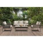 Picture of Gray Frame With Beige Cushions Sofa And Ottoman