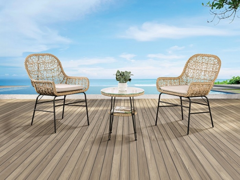 Picture of Black And Natural Table, Chair And Bench Set