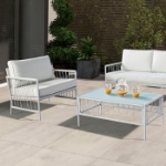 Picture of White Fabric Table, Bench And Chair 4Pc Set