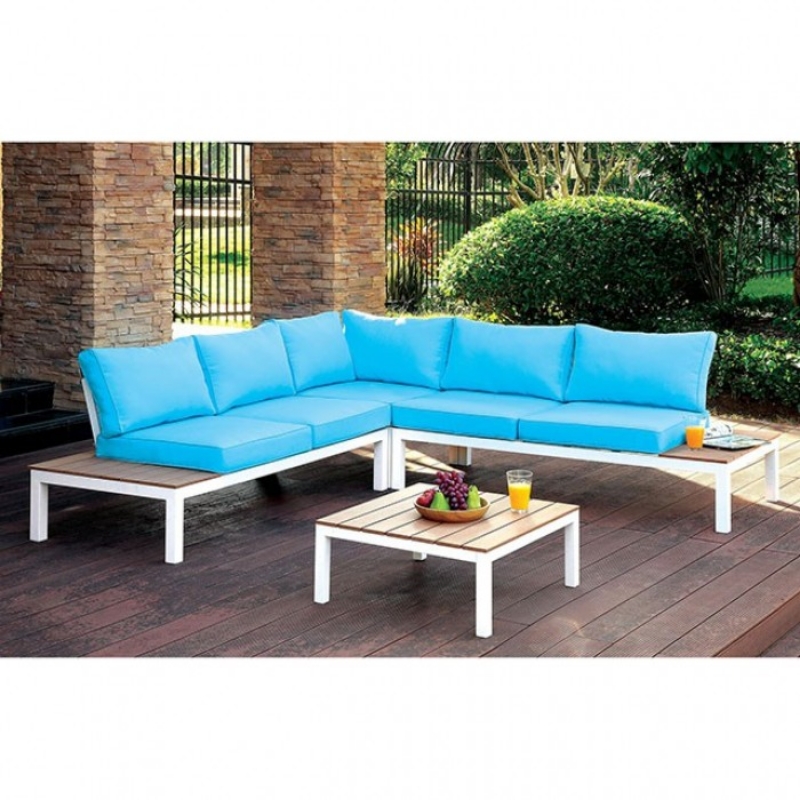 Picture of Blue Sectional With Ottoman