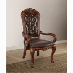 Picture of Cherry Oak Finish leather Arm Chair Classic Style