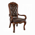Picture of Cherry Oak Finish leather Arm Chair Classic Style