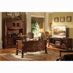 Picture of Cherry Oak Finish leather Arm Chair Classic Style