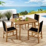 Picture of 5Pc or 7Pc Outdoor Dining Set with Arm Chairs or Side Chairs in Natural and Black Finish