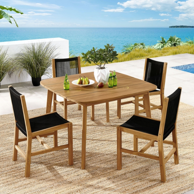 Picture of 5Pc Outdoor Dining set In Natural Black