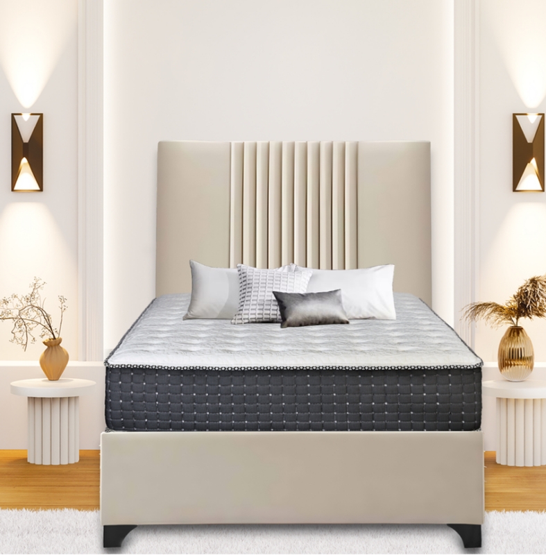 Picture of 39”, 44” ,48” and 54" Light Taupe Velvet Fabric Bed
