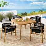 Picture of 5Pc Outdoor Dining set With Curved Arm Chair