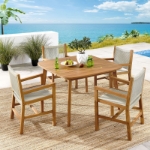 Picture of 5Pc or 7Pc Outdoor Dining Set with Arm Chairs or Side Chairs in Natural and Black Finish