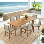 Picture of 5Pc or 7Pc Outdoor Dining Set with Arm Chairs or Side Chairs in Natural and Black Finish