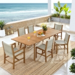 Picture of 5Pc or 7Pc Outdoor Dining Set with Arm Chairs or Side Chairs in Natural and Black Finish
