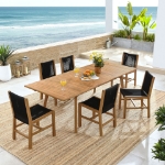 Picture of 5Pc or 7Pc Outdoor Dining Set with Arm Chairs or Side Chairs in Natural and Black Finish