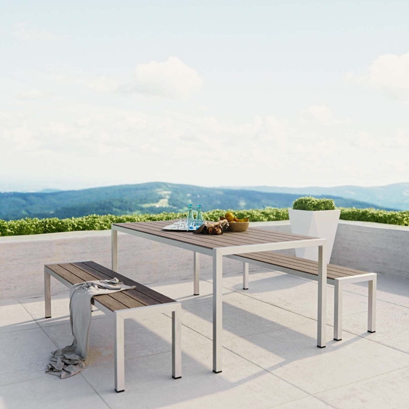 Picture of 3Pc Outdoor Dining set In Silver Gray