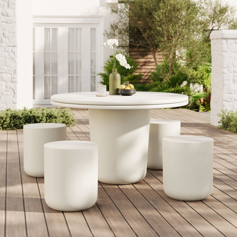 Picture of 5Pc Outdoor Dining set In Gray And White
