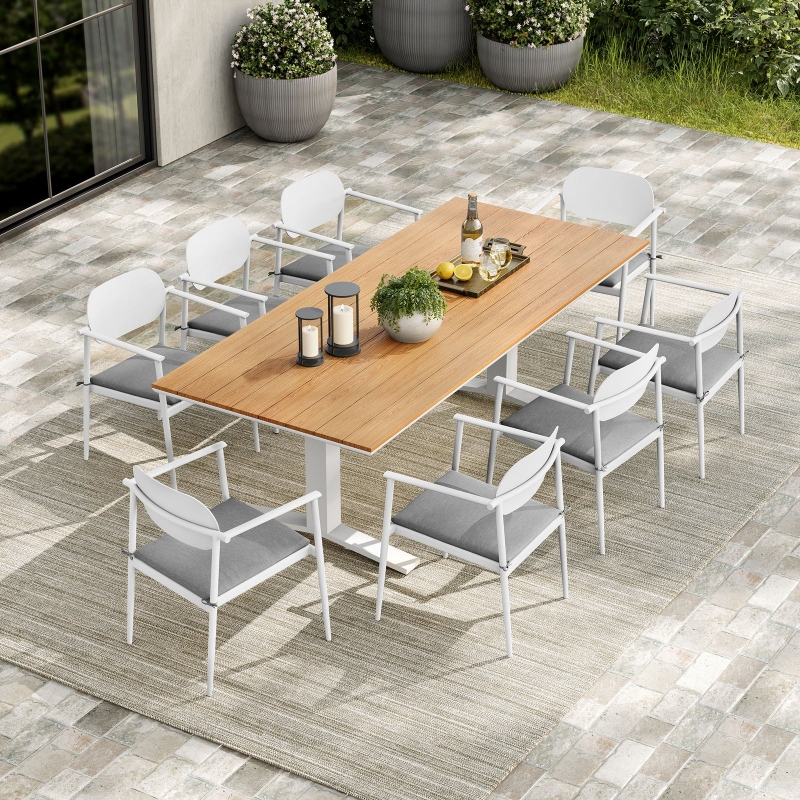 Picture of 7Pc or 9Pc Outdoor Dining Set in White And Charcoal