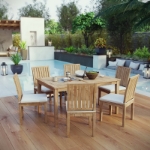 Picture of 7Pc,9Pc Or 11Pc Outdoor Wooden Dining set With 60"-72"-108"W Dining Table and Side & Arm Chair
