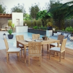 Picture of 7Pc,9Pc Or 11Pc Outdoor Wooden Dining set With 60"-72"-108"W Dining Table and Side & Arm Chair