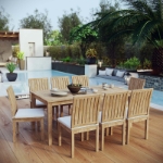 Picture of 7Pc,9Pc Or 11Pc Outdoor Wooden Dining set With 60"-72"-108"W Dining Table and Side & Arm Chair