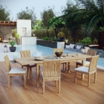 Picture of 7Pc,9Pc Or 11Pc Outdoor Wooden Dining set With 60"-72"-108"W Dining Table and Side & Arm Chair