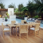Picture of 7Pc,9Pc Or 11Pc Outdoor Wooden Dining set With 60"-72"-108"W Dining Table and Side & Arm Chair
