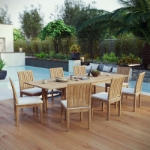 Picture of 7Pc,9Pc Or 11Pc Outdoor Wooden Dining set With 60"-72"-108"W Dining Table and Side & Arm Chair