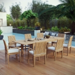 Picture of 7Pc,9Pc Or 11Pc Outdoor Wooden Dining set With 60"-72"-108"W Dining Table and Side & Arm Chair