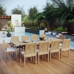 Picture of 7Pc,9Pc Or 11Pc Outdoor Wooden Dining set With 60"-72"-108"W Dining Table and Side & Arm Chair