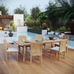 Picture of 7Pc or 9Pc Outdoor Wooden Dining set With 39.5"W Table and Side & Arm Chair