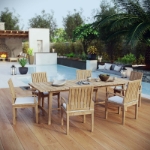 Picture of 7Pc or 9Pc Outdoor Wooden Dining set With 39.5"W Table and Side & Arm Chair