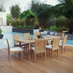 Picture of 7Pc or 9Pc Outdoor Wooden Dining set With 39.5"W Table and Side & Arm Chair
