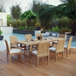 Picture of 7Pc or 9Pc Outdoor Wooden Dining set With 39.5"W Table and Side & Arm Chair