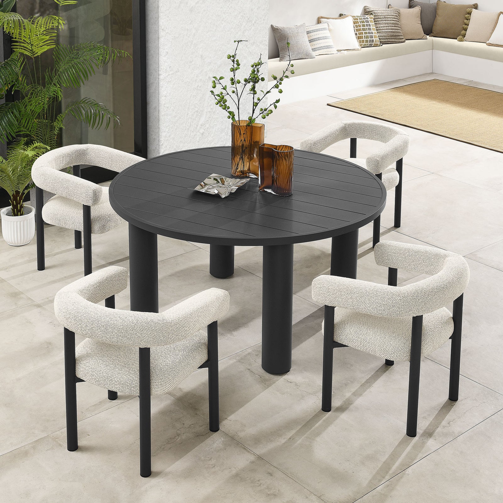 Dark Grey Table and Taupe chair