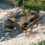 Picture of 7Pc or 9Pc Outdoor Dining Set in Gray White & Gray Flint