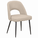 Picture of Leather Dining Side Chairs Curved Open-Back Design with Black Steel Legs