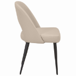 Picture of Leather Dining Side Chairs Curved Open-Back Design with Black Steel Legs