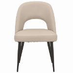 Picture of Leather Dining Side Chairs Curved Open-Back Design with Black Steel Legs