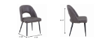 Picture of Leather Dining Side Chairs Curved Open-Back Design with Black Steel Legs