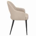 Picture of Arm Leather Dining Chairs Curved Open-Back Design with Black Steel Legs