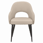 Picture of Arm Leather Dining Chairs Curved Open-Back Design with Black Steel Legs