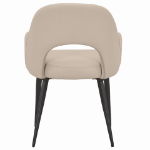 Picture of Arm Leather Dining Chairs Curved Open-Back Design with Black Steel Legs
